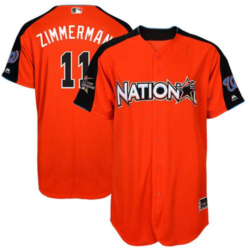 Nationals #11 Ryan Zimmerman Orange All-Star National League Stitched Youth MLB Jersey - Click Image to Close